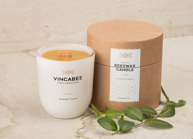 VINCA WHITE Light beeswax candle